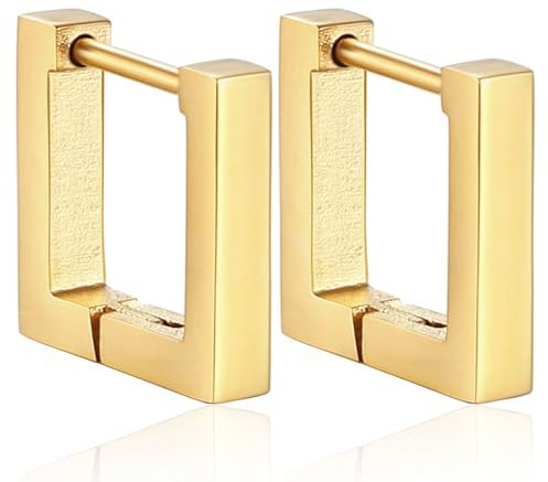 AFCJLTO 2 pcs Gold Creolen Ohrringe für Damen, Eckige Creolen, Geometrische Quadratische Ohrringe, hypoallergen, Geschenkidee für Frauen, minimalistischer und modischer, für Damen Geschenk, Gold