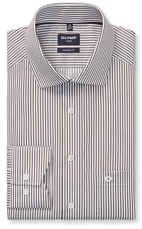OLYMP Herren Businesshemd Regulär Gestreift 135874 | Hemd, Manschette, Modern Fit, 100%Baumwolle