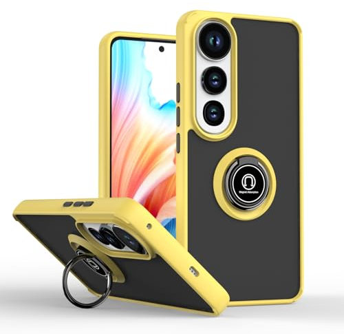 XINYEXIN Case for Vivo V50 Lite 4G 5G with Ring Stand, Matte Translucent Shockproof Bumper Protective Cover - Yellow