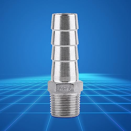 Yctze SS304 Edelstahl Außengewinde Rohrstutzen Schlauchanschluss, 1/8~3/4 Zoll für Gas, Adapter Männlich auf Schlauchanschluss (3/8''*15mm)