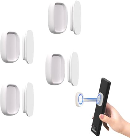 YALiya 4 Pieza Soporte de Control Remoto Magnético Superpotente | Porta Mandos a Distancia Magnético, Soporte Mando Pared, Apto para Todo Tipo de Pequeños Electrodomésticos (Blanco)