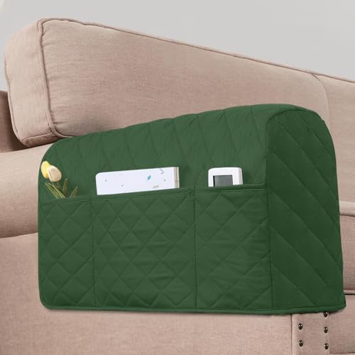 KPPKOU 2 Pack Water Resistant Armrest Covers for Chairs and Sofas Couch Arm Covers for Sofa with 3 Pockets for Phone Sofa Arm Protector for Pets, Cats (Avocado Green)