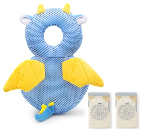 Furforstk huvudskydd baby fall med knäskydd baby huvudskydd ryggsäck andas huvudskydd ryggsäck för småbarn krypa och springa (drake) baby skyddar inte sig