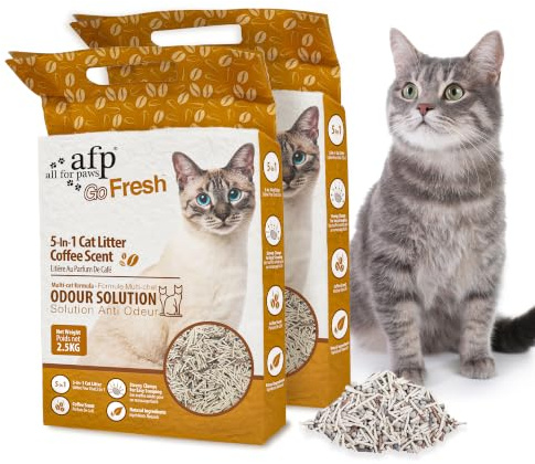 Premium 5-in-1 Tofu-Katzenstreu,12L (2Pack) – Spülbar, Klumpt Sofort, Saugstark, Staubarm, Leicht zu schöpfen, Mit Kaffee-Duft