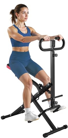 VEVOR Squat Machine, Deep Squat Rowing Machine for Home, Easy Setup & Foldable Exercise Equipment, Glute Trainer Machine with 12-Gear Adjustable Resistance, Glutes & Leg Home Workout Machine, Black