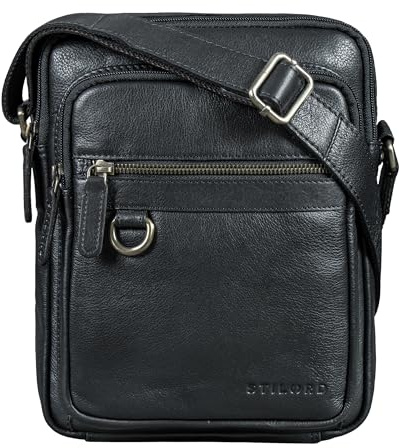STILORD Orion Crossbody Tasche Herren Leder Kleine Umhängetasche Echtleder Vintage Herrentasche Messenger Bag 10,9 Zoll iPad Tasche Farbe:schwarz