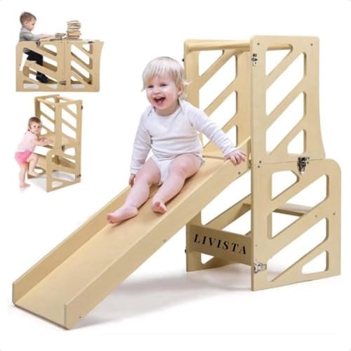 Livista Lernturm - Kitchen Aid - Küchenturm - Montessori Lernturm - 3 in 1 - faltbar - zusammenklappbar - Holz