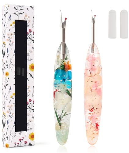 Coopay Nahttrenner Set, Nahtauftrenner mit Griff aus floralem Kunstharz, Seam Ripper, 2 Stück Seam Separators Große & Kleine, Seam Thread Cutter, Nahtabscheider für zum Nähen, Sticken, Handarbeiten