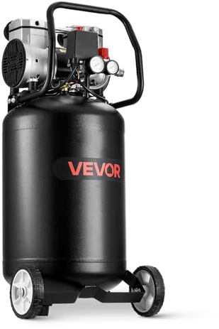 VEVOR 10-Gallon Air Compressor, 2HP 4.8 SCFM at 90PSI, Max 125PSI Pressure Oil-Free Air Compressor Tank, Portable on Wheels for Auto Repair, Tire Inflation, Spray Painting, Woodwork Nailing, 120V
