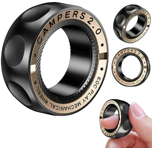 7JI Fidget Slider Anti-Stress Ring,Spielzeug für Erwachsene,Metall Slider Magnet Haptische Dekompression,Spin Ringe Geschenke für Herren Damen,ADHS,Autism