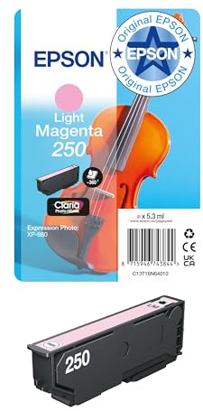 Epson Original 250 Violin Singlepack Tintenpatrone | Magenta hell | 1 x 5,3 ml | Original Epson Tinte für optimale Ergebnisse