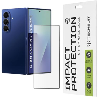 Techsuit Displayschutzfolie für Samsung Galaxy Z Fold7 Vorderes Display Gehärtetes Glas mit 9H Härte, Vollständige Abdeckung, Stoßschutz, Anti Fingerabdruck, Blasenfrei, 111D Full Glue