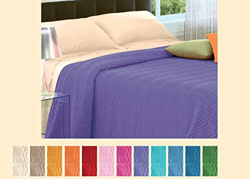 Copriletto in Ciniglia in Puro Cotone in Tinta Unita Made Italy Matrimoniale Viola 8