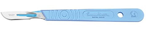 Swann-Morton - Scalpel jetable, avec manche gradué en plastique et No. 21 en acier inoxydable, boîte de 10 bistouris emballés individuellement.