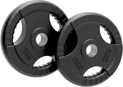Olympic Weight Plates, 1.25kg - 25kg - Rubber Tri-Grip Barbell Weight Sets, Powerlifting & Bodybuilding Weights - Home Gym Equipment for Strength Training & Workouts by Body Revolution