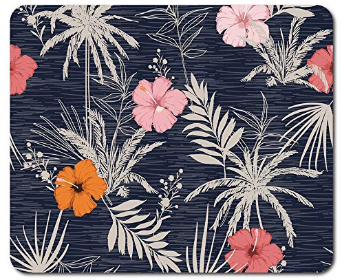 Destination Vinyl Ltd Flowery Tropical Hawaii Print Mouse Mat Pad - Vintage Retro Surf Style Floral Hibiscus Desk Accessory #13243