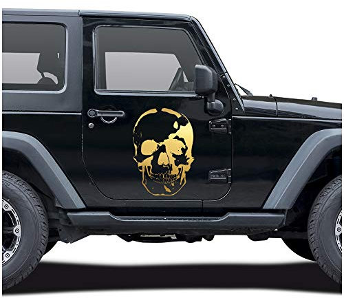 Finest Folia Totenkopf Aufkleber Sticker Auto Boot Motorrad Caravan Dekor KX026 (Gold Metallic, 80cm x 55cm)