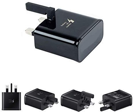 Fone Stuff Genuine Charger Official Mains USB Plug EP-TA20UBE for Samsung Galaxy S9, S9 Plus, S8, S8 Plus, A8, A8 Plus Note 8 2018 with TFS Zip Lock Bag - Black