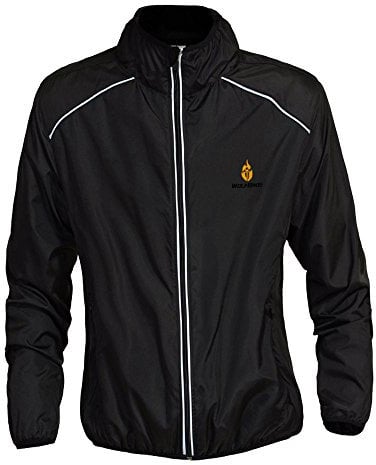WOSAWE Herren Fahrradjacke Winddichte Wasserabweisend MTB Mountainbike Jacket Für Radfahren, Joggen, Wandern (Schwarz L)