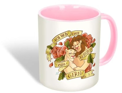 Keramik Tasse - Kaffeebecher Becher, Motiv:Hab dich gern