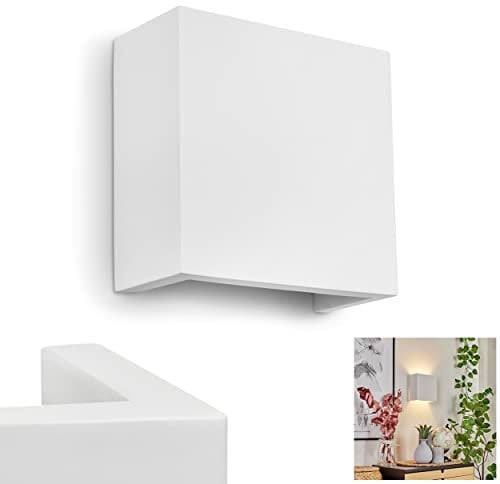 Wandlampe Calama aus Keramik in Weiß, Wandleuchte mit Lichteffekt, 1 x G9-Fassung, Innenwandleuchte mit handelsüblichen Farben bemalbar, Up & Down-Effekt, ohne Leuchtmittel