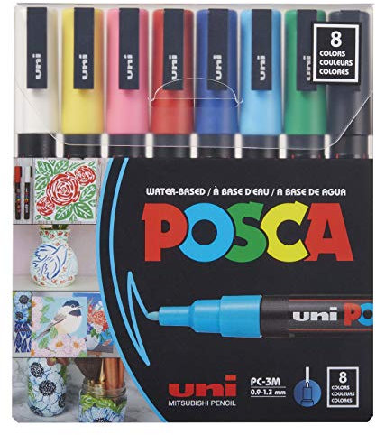 POSCA - Acrylfarbenstifte, 8 Farben fein, PC-3M, Version 2 (PC3M8SET)
