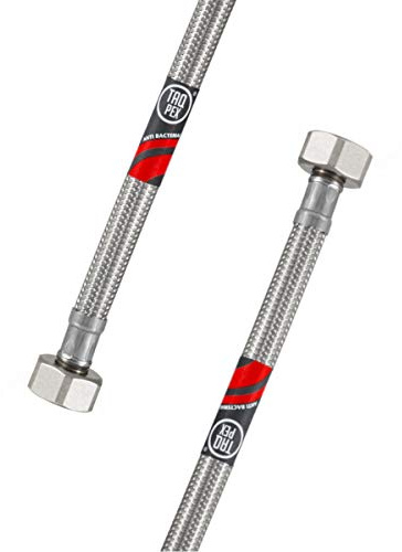 DVGW geprüfter Flexschlauch 3/8 ÜM x 3/8 ÜM Wasseranschluss-Anschlussschlauch Verlängerung, Wasserhahn-Schlauch inkl. Dichtungen. Eckventil Schlauch Schlauchverlängerung Wasserhahn (Länge: 500mm)