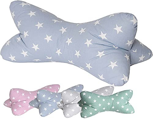 Leseknochen Nackenrolle Kissen Buchkissen Fernsehkissen 40 cm - 100% Baumwolle Dekokissen als Buchstütze Tabletkissen TV, ergonomisches Nackenkissen Lesekissen für bequemes Lesen, blau