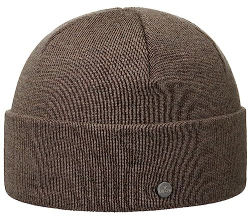 LIERYS Merino Feinstrick Dockermütze Damen Herren Strickmütze Merinowolle Wintermütze Made in Germany Herbst Winter braun One Size