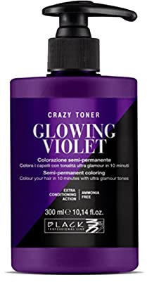 Black Professional Crazy Toner Colorazione Semi Permanente Professionale per Capelli Senza Ammoniaca 300ml (Glowing Violet)