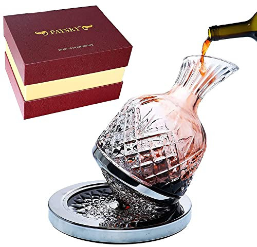 paysky Carafe à vin rotative en cristal de 1275,7 g avec boîte cadeau, pour cadeau de mariage, anniversaire, banquet, souper