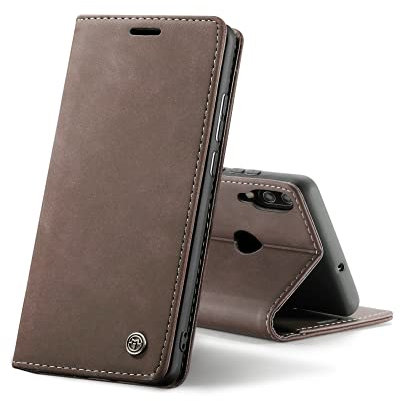 Chocoyi Kompatibel mit Huawei P20 Lite Hülle Leder,Magnetverschluss Premium PU Leder Flip Case,Standfunktion.-Kaffee Braun