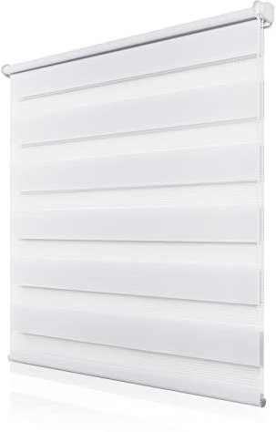 Doppelrollo Klemmfix ohne Bohren 40x130cm(BxH), Rollos für Fenster ohne Bohren Weiß, Duo Rollo Klemmrollo, Lichtdurchlässig & Sichtschutz,Fenster Rollos für Innen