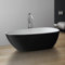 StoneArt Freistehende Badewanne aus Mineralguss Design Gussmarmor Standbadewanne moderne Wanne freistehend inkl. Ablaufgarnitur BS-525 185x83 schwarz-weiß matt