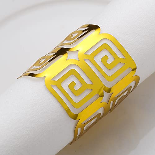 LEKOCH 50pcs Einweg Papier Gold Serviettenringe Weihnachten, Blatt Rebe Serviette Ringe für Tischdekoration, Weihnachten Hochzeit, Party (Spiegelgold Klassisch)