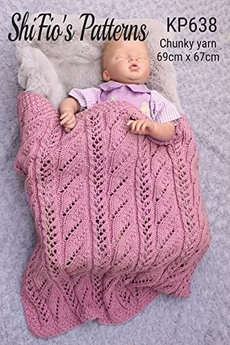 Strickmuster für Babydecke, afghanisches Baby-Strickmuster, grobes Garn, sieht aus wie Kabel, aber es ist nicht, fertige Maße sind 67 cm x 69 cm, KP638