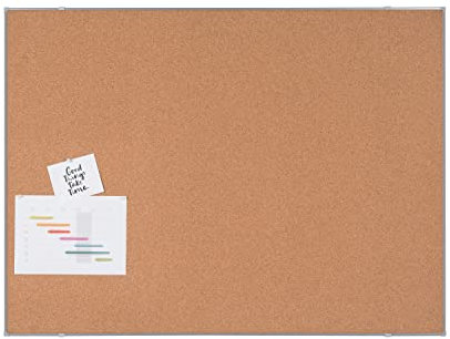 BoardsPlus Economy Tablón de Corcho, 105 x 75 cm, Marco de Tech Alloy Gris, 1 unidad