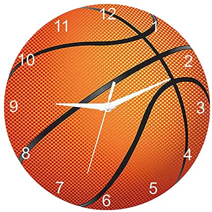Fenteer Moderne Hängeuhren, Ornament, dekorativ, leise, Nicht, Wanduhr, Basketball, dekorativ für Büro, Wohnheim, Kinderzimmer, Schlafzimmer,
