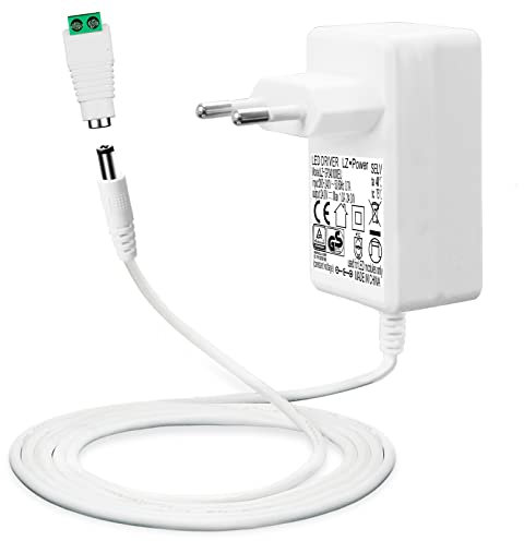24V 1A Netzteil für LED Streifen, 24W Transformator/Trafo AC 200-240V zu DC 24V Treiberkonverter Adapter mit 5ft/1,5m Kabel Stromversorgung, 5,5 x 2,1mm Buchse, EU Stecker, GS TÜV CE Zulassung
