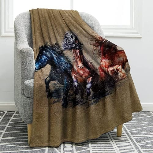 loyaltyer Kuscheldecke Schwarzes Pferd Gewichtsdecke Flauschig Weich und Warme Flanell Decke in Microfaser TV-Decken Sofadecke Wohndecke Picknickdecke, Langlebig Kinder Erwachsener Decke (130X150 cm)