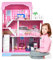 VA-Cerulean Puppenhaus aus Holz mit Möbeln,Prinzessin Puppenvilla Spielset,Rosa Simulations Puppenstube für Kinder ab 3 Jahren,Puzzlespiel,Szenario(Typ B)