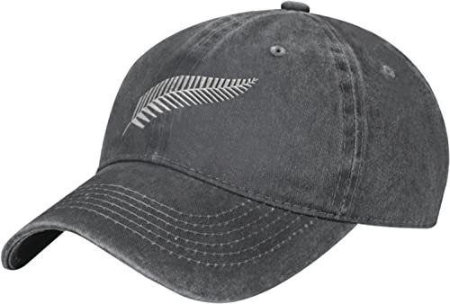 LOUJIN New Zealand Maori Fern Denim Baseball Cap Hut Verstellbar Cowboyhut, grau