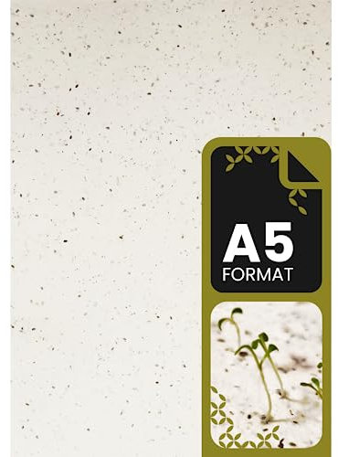 Netuno 25 Blatt Samenpapier pflanzbar DIN A5 14,8 x 21 cm echtes Büttenpapier handgeschöpft mit Blumensamen wachsendes Papier mit Samen zum Einpflanzen Pflanzpapier Bastelpapier seed paper sheets