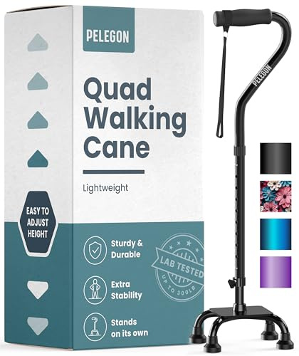 PELEGON Bastón cuádruple (300 libras) – Bastón ajustable con una gran base de 4 puntas para mayor equilibrio y estabilidad, bastones para personas mayores, bastón para hombres y mujeres, bastones
