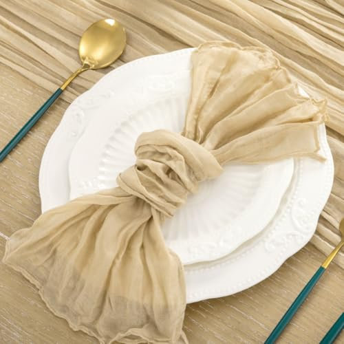 MLMC Champagner-Käse-Stoffservietten, Set mit 24 Mull-Servietten, 53,3 x 53,3 cm, rustikale Herbst-Servietten für Hochzeit, Babyparty, Herbst, Tischdekoration