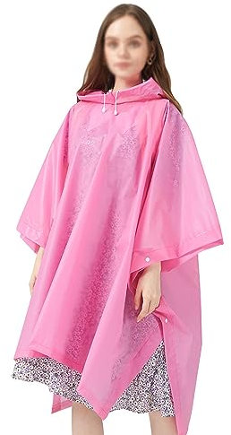 Ehtnsgl 2 Pièces Poncho Pluie Randonnée, Poncho Pluie Imperméable, Poncho Pluie Velo, Convient pour le Cyclisme, Escalade, Randonnée, Pêche, Camping (Rose)