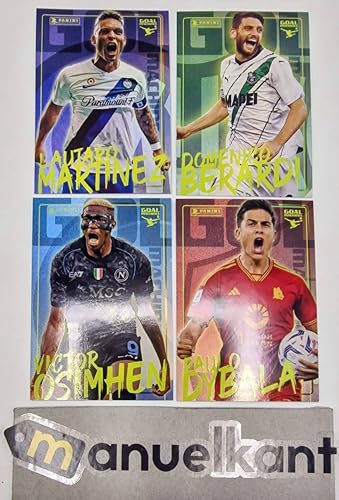 Footballeurs Panini 2023 2024 set 4 cartes machines à but Lautaro Dybala Berardi Osimhen Limited Edition