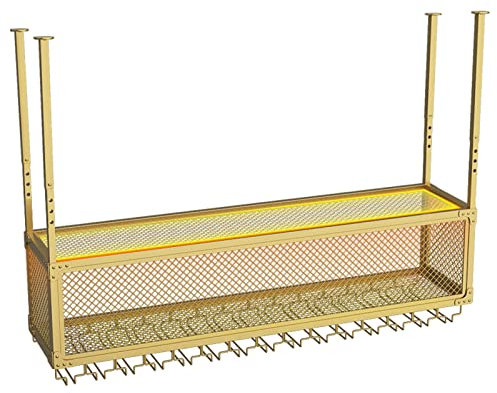 Hängendes Weinregal – höhenverstellbares hängendes Weinglasregal, Decken-Weinflaschenhalter mit Glashalter und Lichtern, industrielles Deckenregal für Bar, Café, Küche