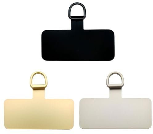 HZAOPZE 3 pcs Handy Lanyard Pads,Telefon Halteband Patch, Metall Handy Lanyard Pads Robust Handy Tether Table Telefon Lasche für Handy Ersatzteil(Schwarz, Gold, Silber)