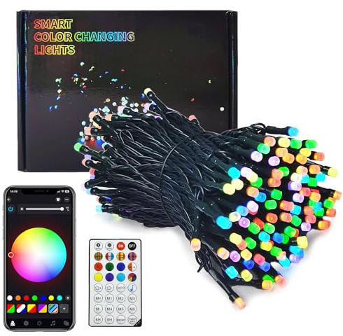 YOSION Smart Christmas Lights, 65FT 200 RGB LED App Controlled Color Changing String Fariy Lights with Timer, Music Sync, Dimmable, DIY Color for Xmas Tree Home Party Decor